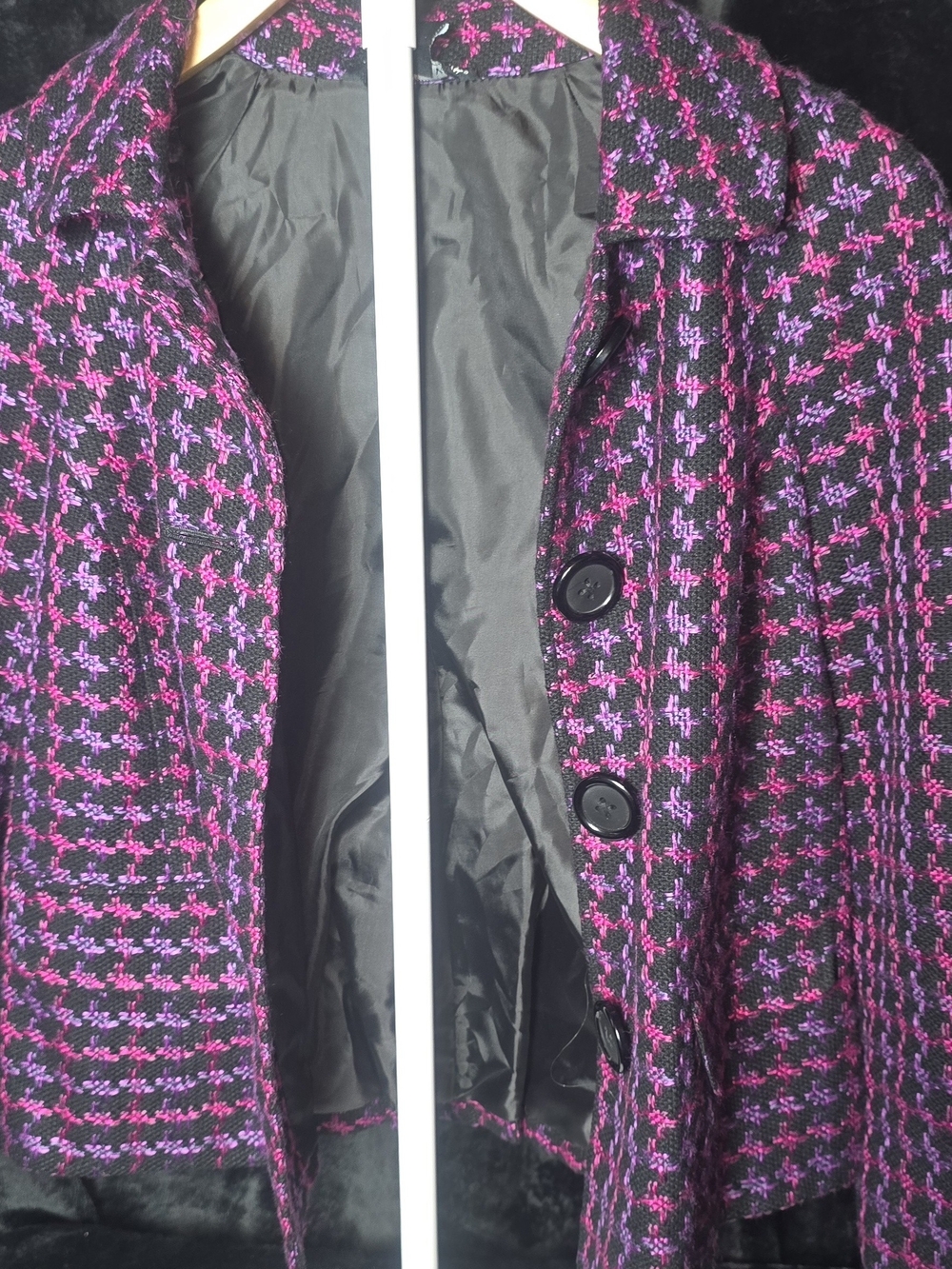 Briggs New York Black & Purple Houndstooth Blazer - Picture 6 of 11